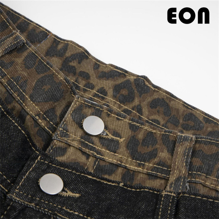 Women Hip Hop Wiped Color Wide-leg Jeans Bottoms Pants Trousers Outfits Casual Jeans