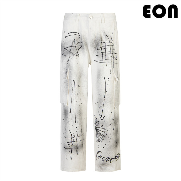 Women Vintage Ripped Wide-leg Jeans Bottoms Pants Trousers Outfits Casual Jeans