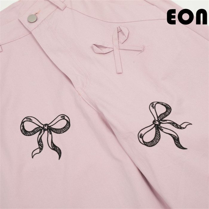 Women Overalls With Bright Thread Pants Anti Splash Trousers Loose pants Wide-leg Pants Casual Pants