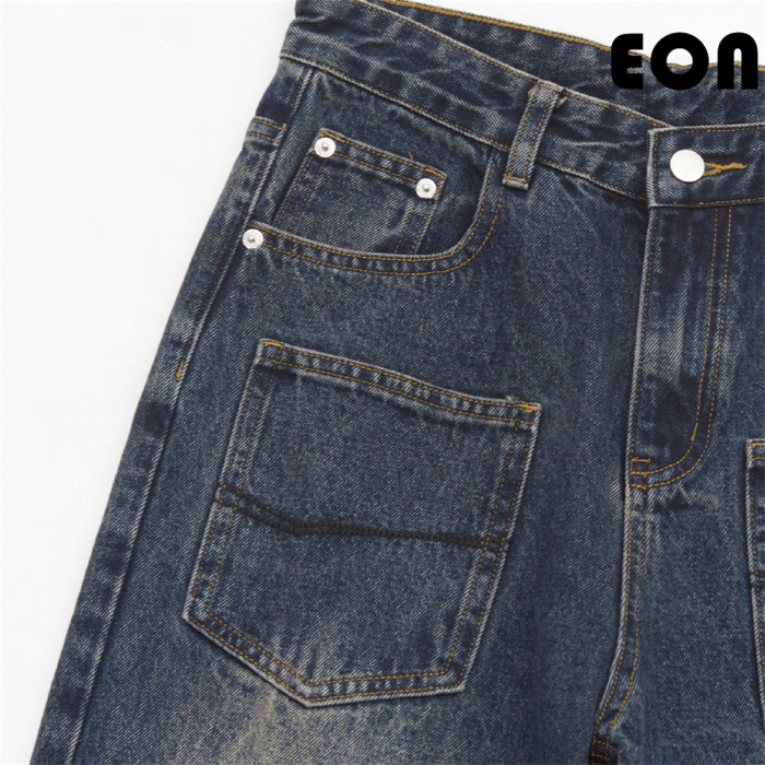 Women Vintage Ripped Wide-leg Jeans Bottoms Pants Trousers Outfits Casual Jeans