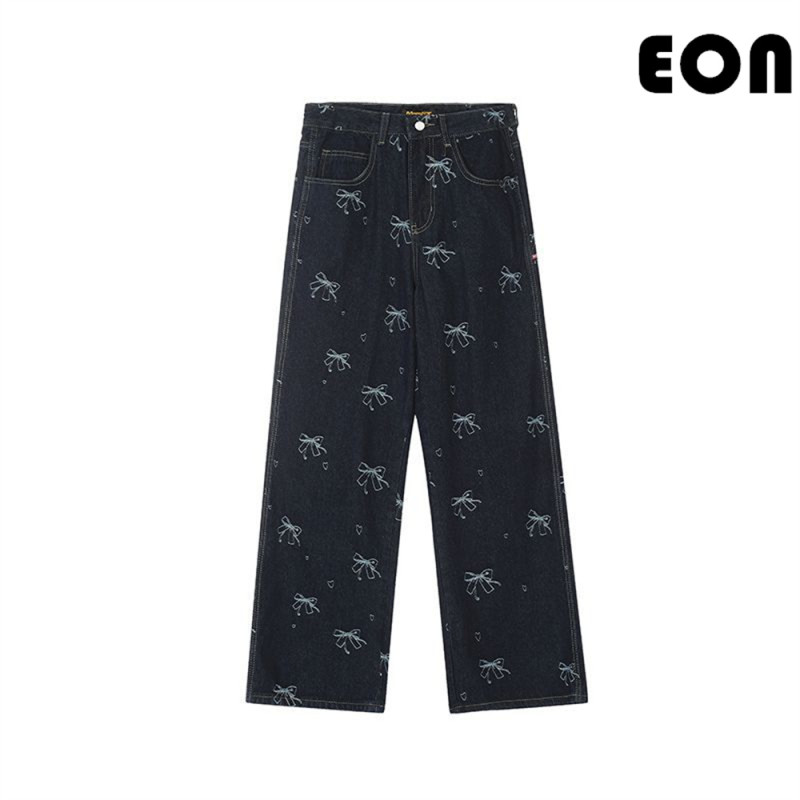 Women Hip Hop Wiped Color Wide-leg Jeans Bottoms Pants Trousers Outfits Casual Jeans