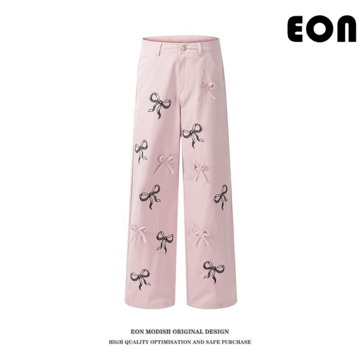 Women Overalls With Bright Thread Pants Anti Splash Trousers Loose pants Wide-leg Pants Casual Pants