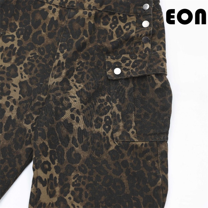 Women Hip Hop Wiped Color Wide-leg Jeans Bottoms Pants Trousers Outfits Casual Jeans