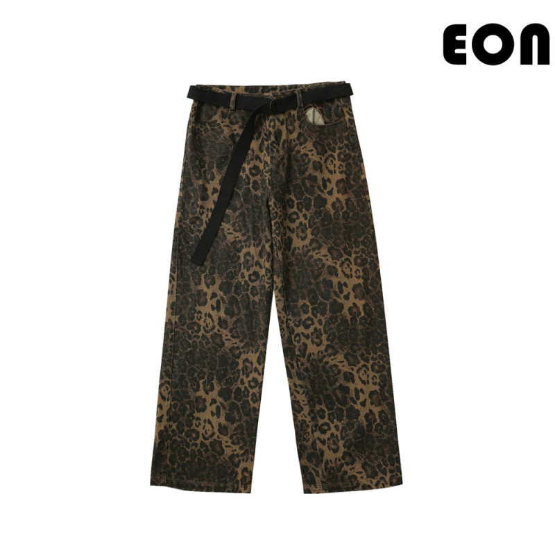 Women Hip Hop Wiped Color Wide-leg Jeans Bottoms Pants Trousers Outfits Casual Jeans