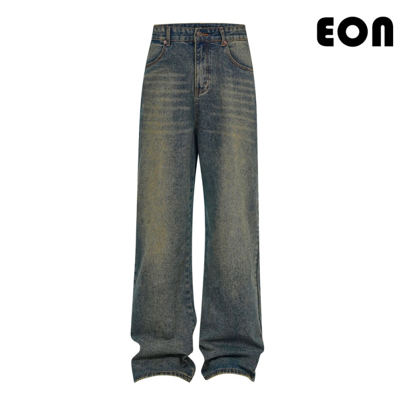 Women Hip Hop Wiped Color Wide-leg Jeans Bottoms Pants Trousers Outfits Casual Jeans