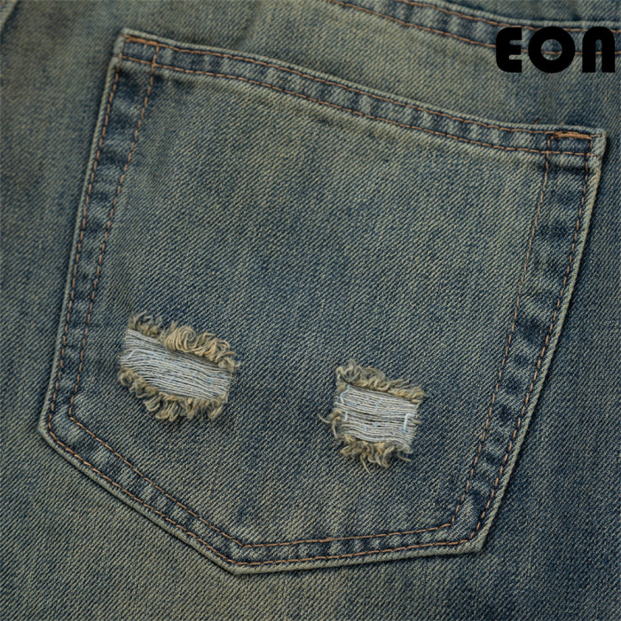 Women Vintage Ripped Wide-leg Jeans Bottoms Pants Trousers Outfits Casual Jeans