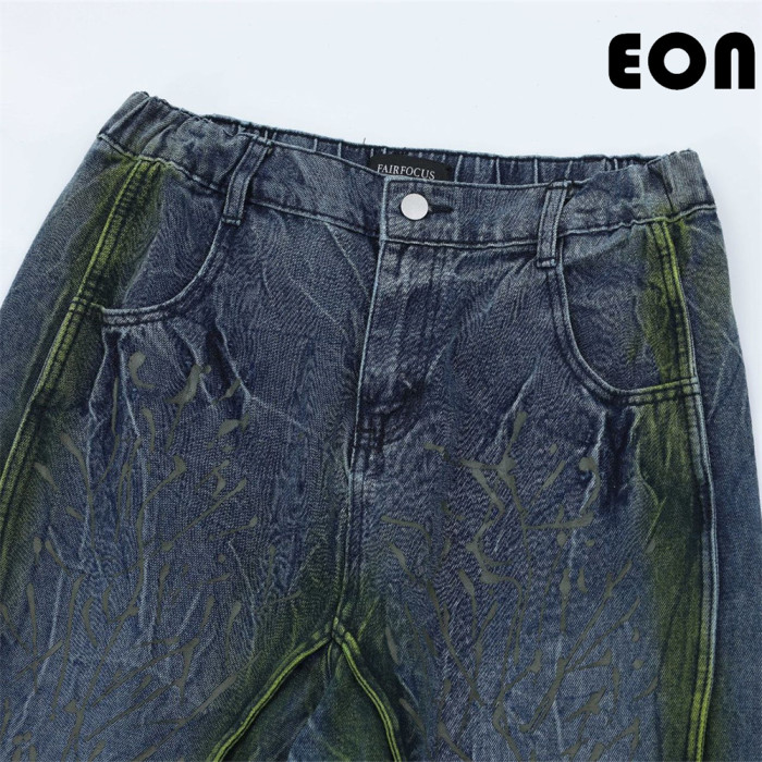 Women Vintage Ripped Wide-leg Jeans Bottoms Pants Trousers Outfits Casual Jeans