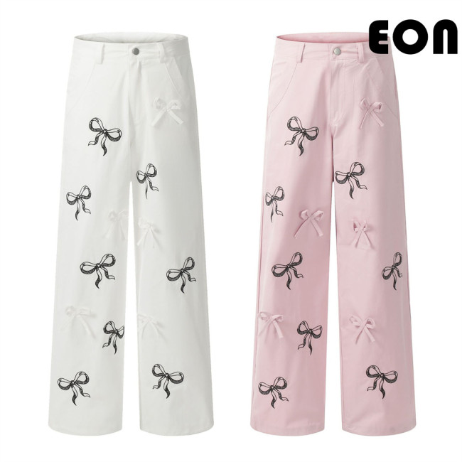 Women Overalls With Bright Thread Pants Anti Splash Trousers Loose pants Wide-leg Pants Casual Pants