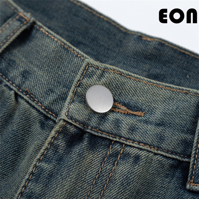 Women Vintage Ripped Wide-leg Jeans Bottoms Pants Trousers Outfits Casual Jeans