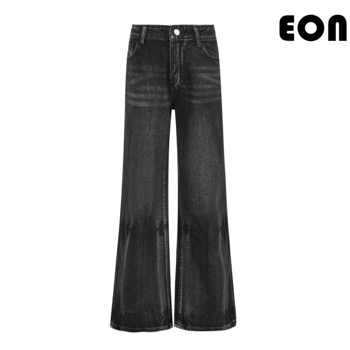 Women Hip Hop Wiped Color Wide-leg Jeans Bottoms Pants Trousers Outfits Casual Jeans