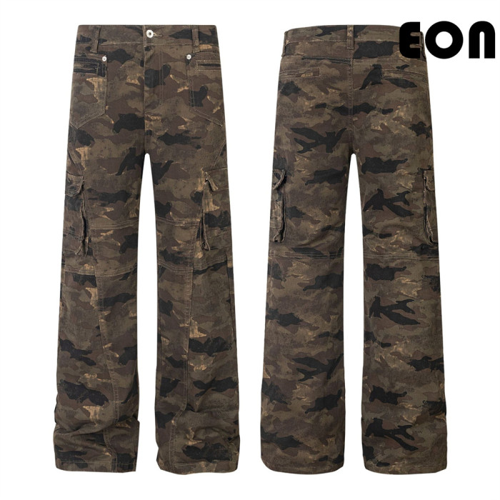 Women Vintage Ripped Wide-leg Jeans Bottoms Pants Trousers Outfits Casual Jeans