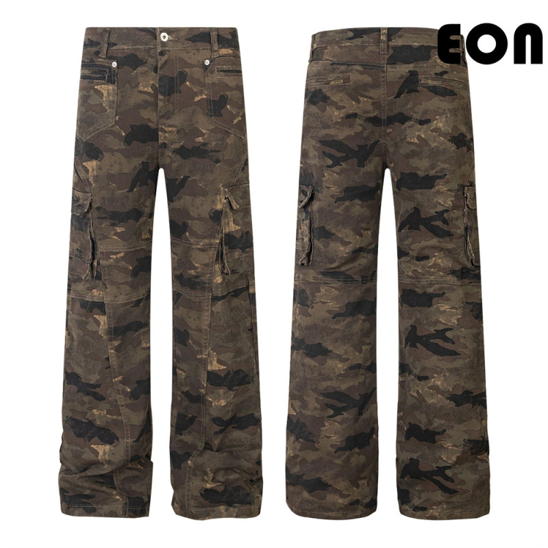 Women Vintage Ripped Wide-leg Jeans Bottoms Pants Trousers Outfits Casual Jeans