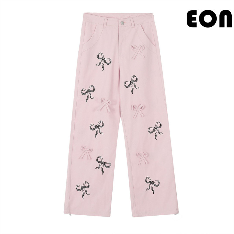 Women Overalls With Bright Thread Pants Anti Splash Trousers Loose pants Wide-leg Pants Casual Pants