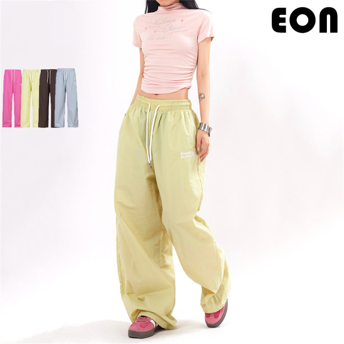 Women Overalls With Bright Thread Pants Anti Splash Trousers Loose pants Wide-leg Pants Casual Pants