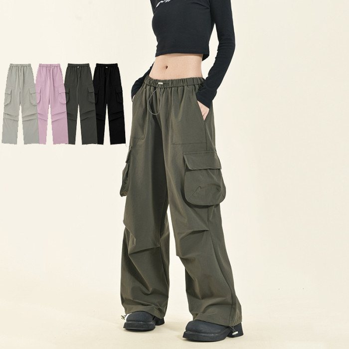 Women Functional Cargo Pants Wide Leg Pants Tracksuit Sport Wear Pant Bottoms Trousers Outfits Casual Pants