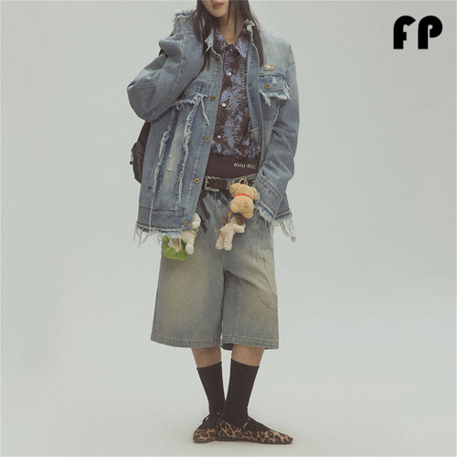 Women Jackets Hooded Lapel Jackets Windbreaker Denim Jackets