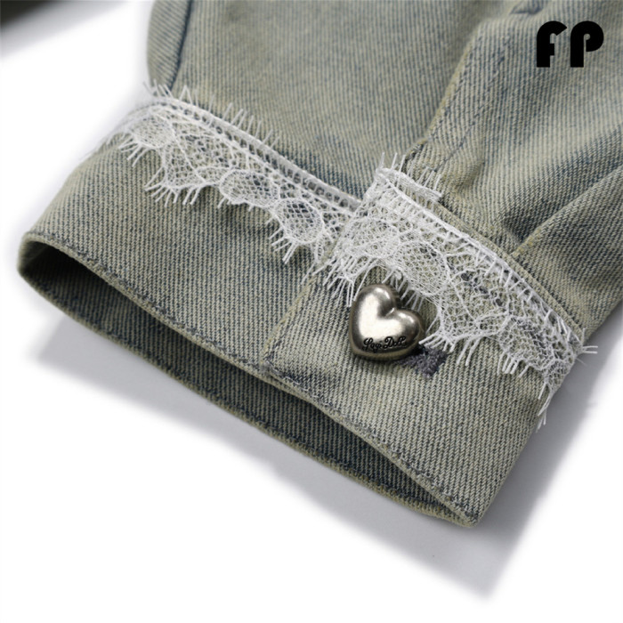 Women Jackets Hooded Lapel Jackets Windbreaker Denim Jackets