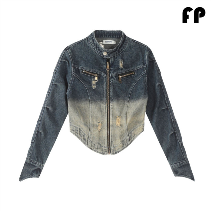 Women Jackets Hooded Lapel Jackets Windbreaker Denim Jackets