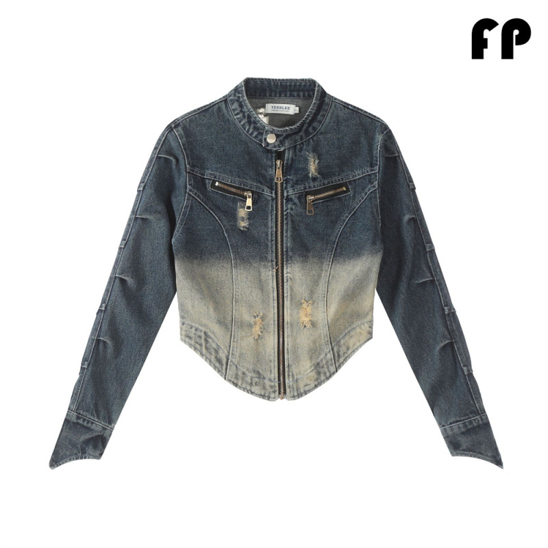 Women Jackets Hooded Lapel Jackets Windbreaker Denim Jackets