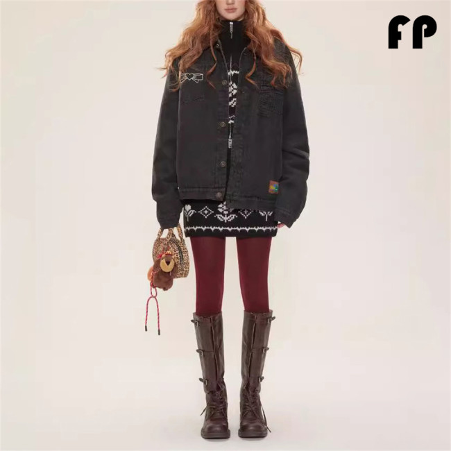 Women Jackets Hooded Lapel Jackets Windbreaker Denim Jackets