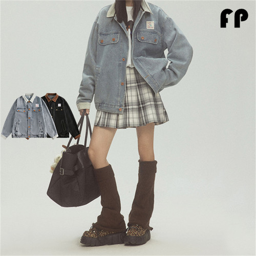 Women Jackets Hooded Lapel Jackets Windbreaker Denim Jackets