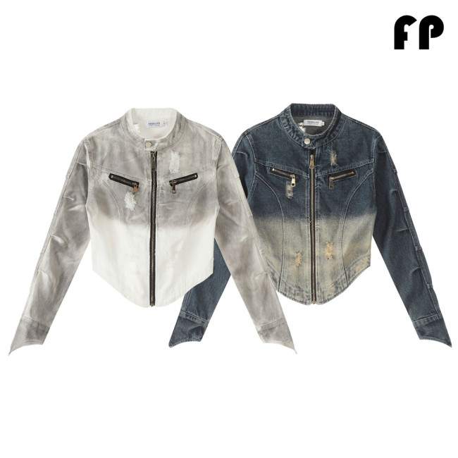 Women Jackets Hooded Lapel Jackets Windbreaker Denim Jackets