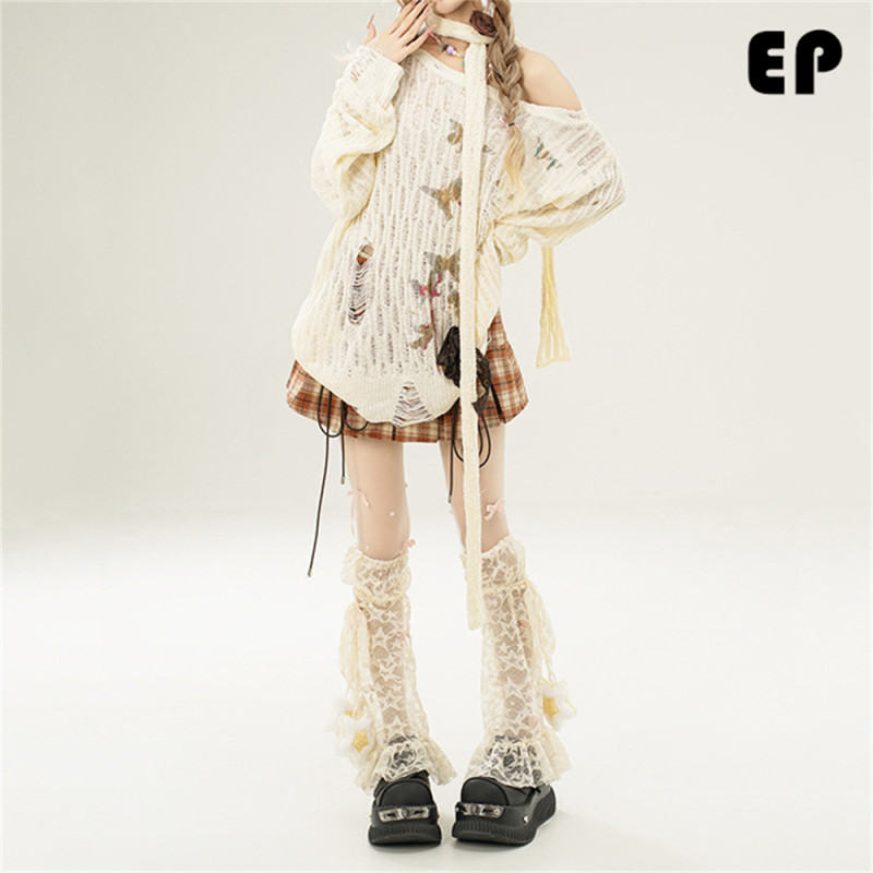 Women Knitted Sweater Pullover Pullover Cardigan Ripped Top