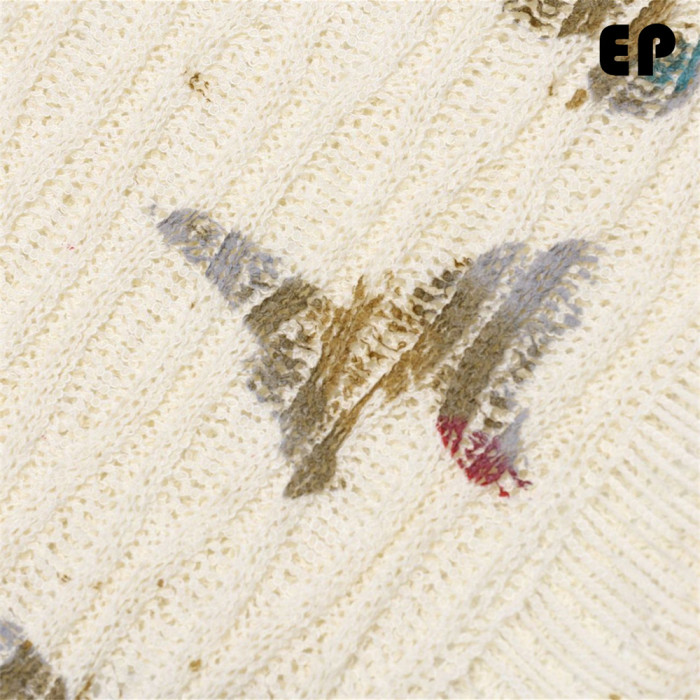 Women Knitted Sweater Pullover Pullover Cardigan Ripped Top