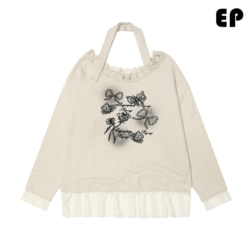 Women Knitted Sweater Pullover Pullover Cardigan Ripped Top