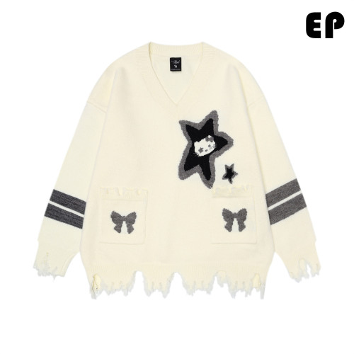 Women Knitted Sweater Pullover Pullover Cardigan Ripped Top