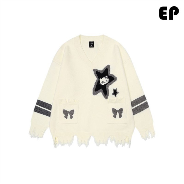 Women Knitted Sweater Pullover Pullover Cardigan Ripped Top