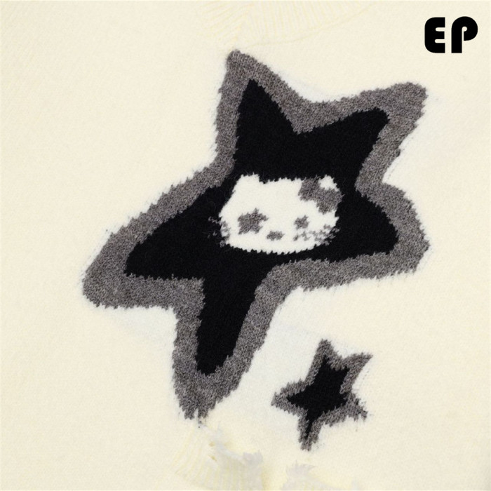 Women Knitted Sweater Pullover Pullover Cardigan Ripped Top