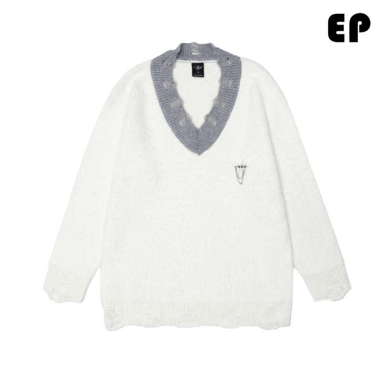 Women Knitted Sweater Pullover Pullover Cardigan Ripped Top