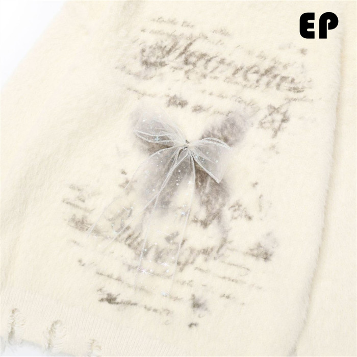 Women Knitted Sweater Pullover Pullover Cardigan Ripped Top