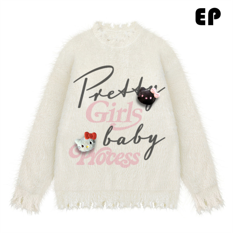 Women Knitted Sweater Pullover Pullover Cardigan Ripped Top