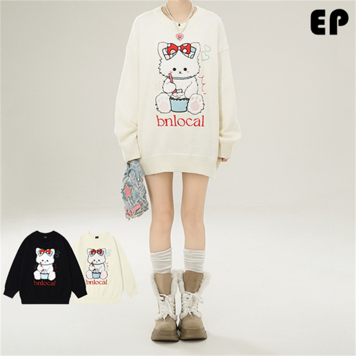 Women Knitted Sweater Pullover Pullover Cardigan Ripped Top