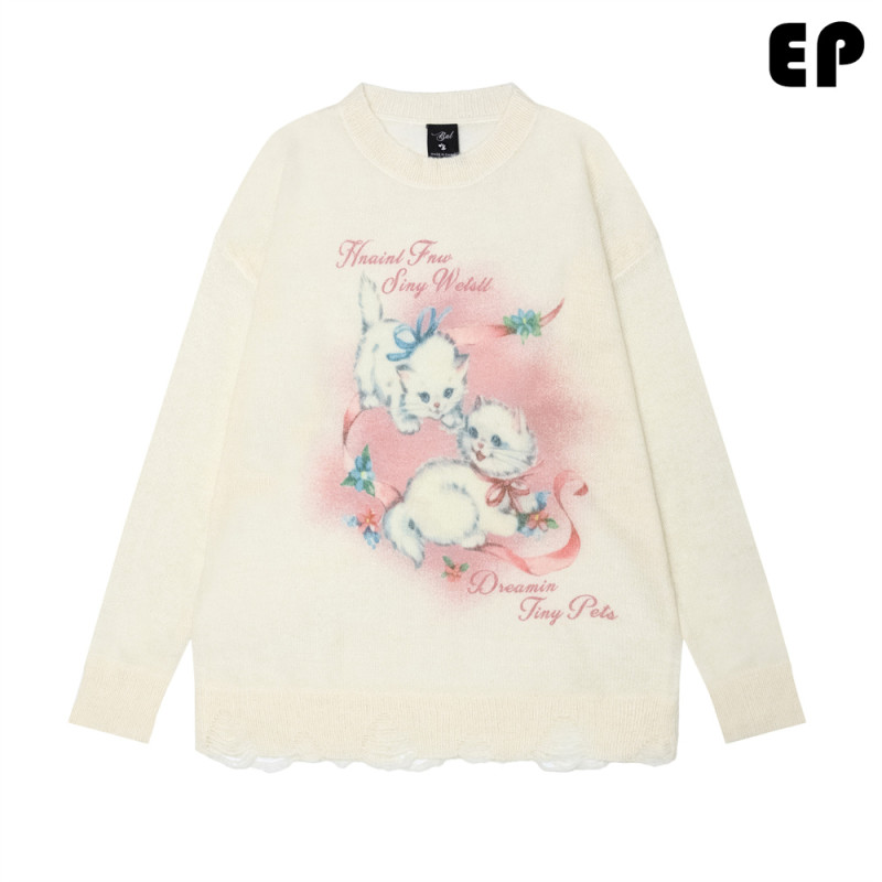 Women Knitted Sweater Pullover Pullover Cardigan Ripped Top