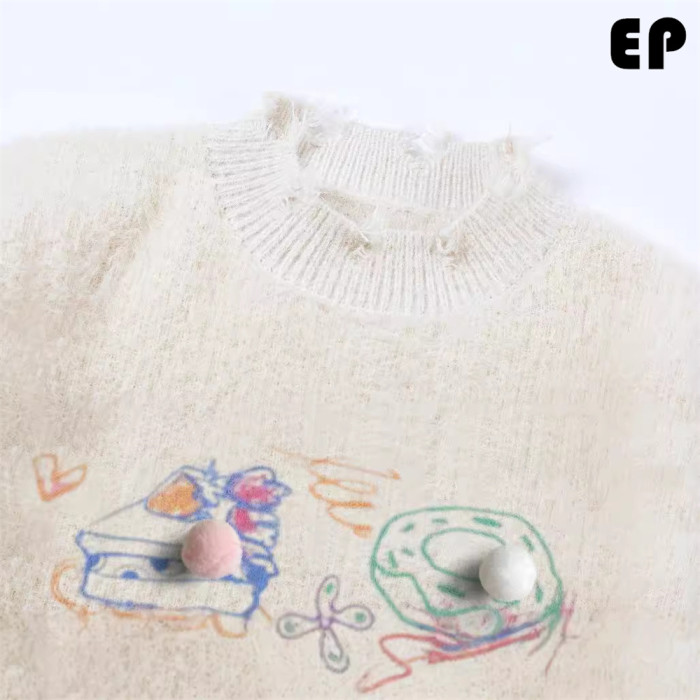 Women Knitted Sweater Pullover Pullover Cardigan Ripped Top