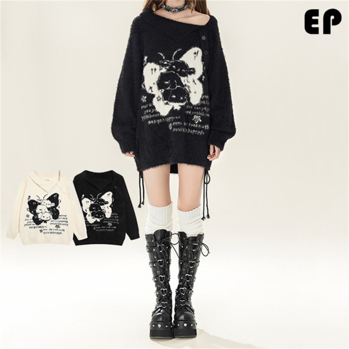 Women Knitted Sweater Pullover Pullover Cardigan Ripped Top