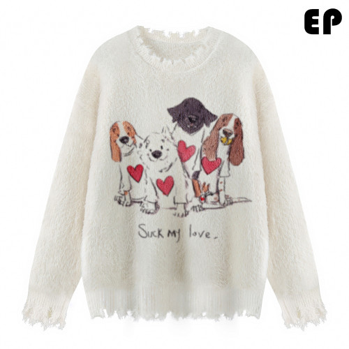 Women Knitted Sweater Pullover Pullover Cardigan Ripped Top