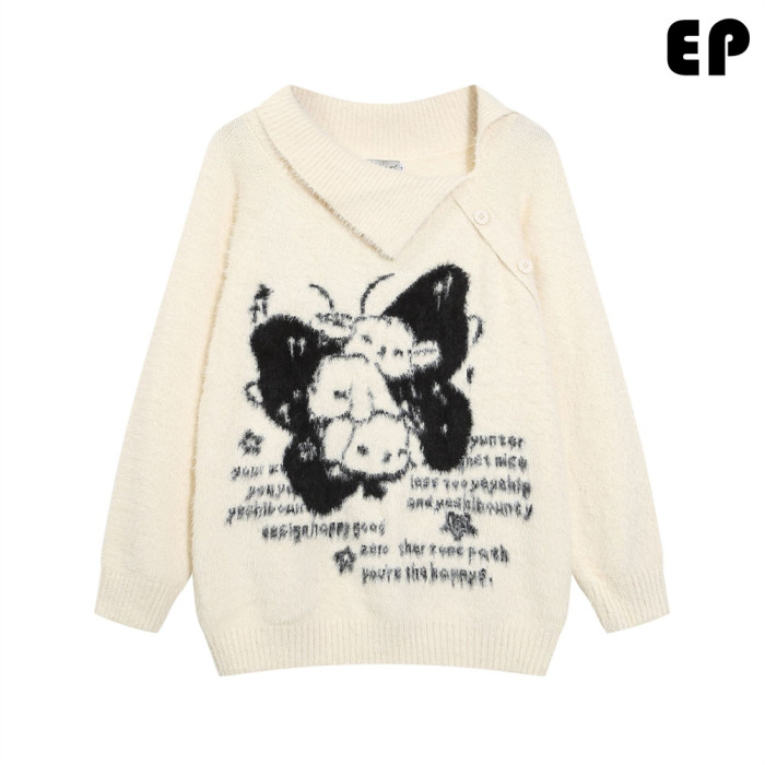 Women Knitted Sweater Pullover Pullover Cardigan Ripped Top