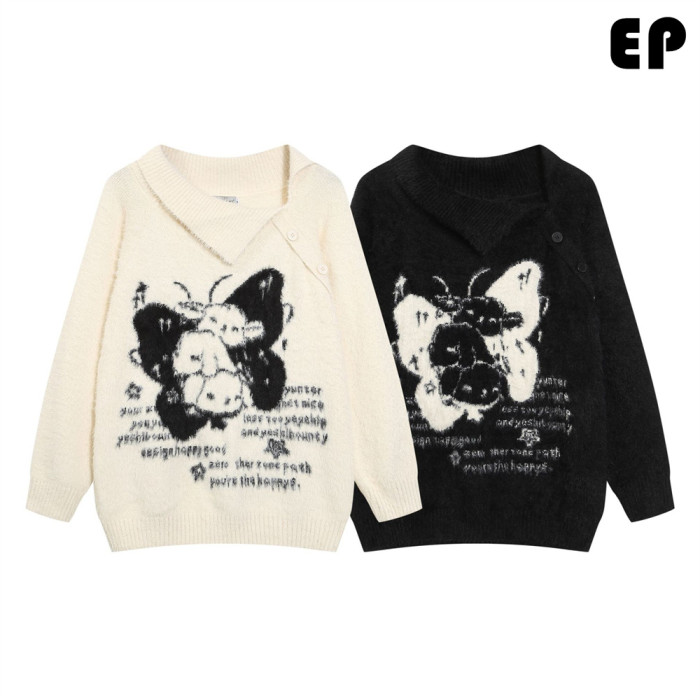 Women Knitted Sweater Pullover Pullover Cardigan Ripped Top