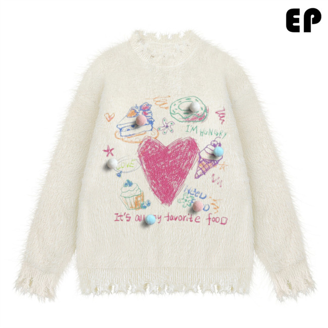 Women Knitted Sweater Pullover Pullover Cardigan Ripped Top