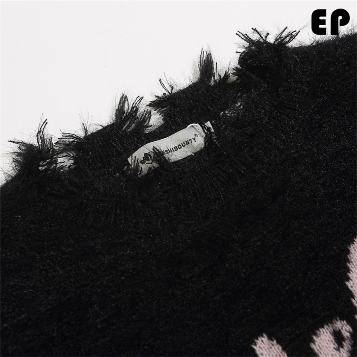 Women Knitted Sweater Pullover Pullover Cardigan Ripped Top