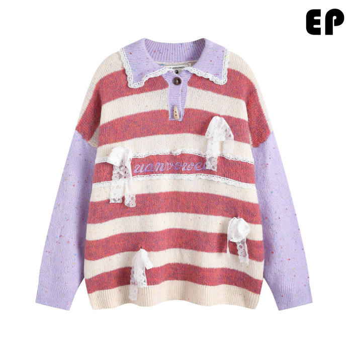 Women Knitted Sweater Pullover Pullover Cardigan Ripped Top