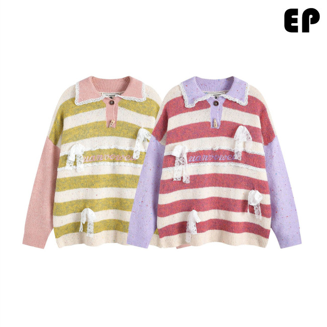 Women Knitted Sweater Pullover Pullover Cardigan Ripped Top