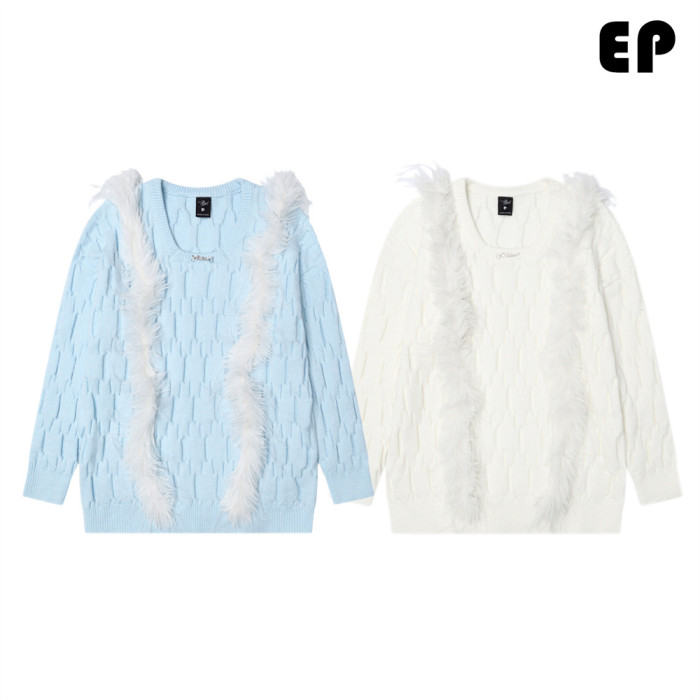 Women Knitted Sweater Pullover Pullover Cardigan Ripped Top