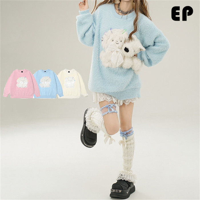 Women Knitted Sweater Pullover Pullover Cardigan Ripped Top