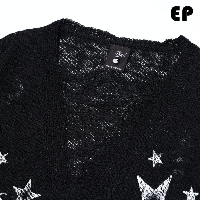 Women Knitted Sweater Pullover Pullover Cardigan Ripped Top