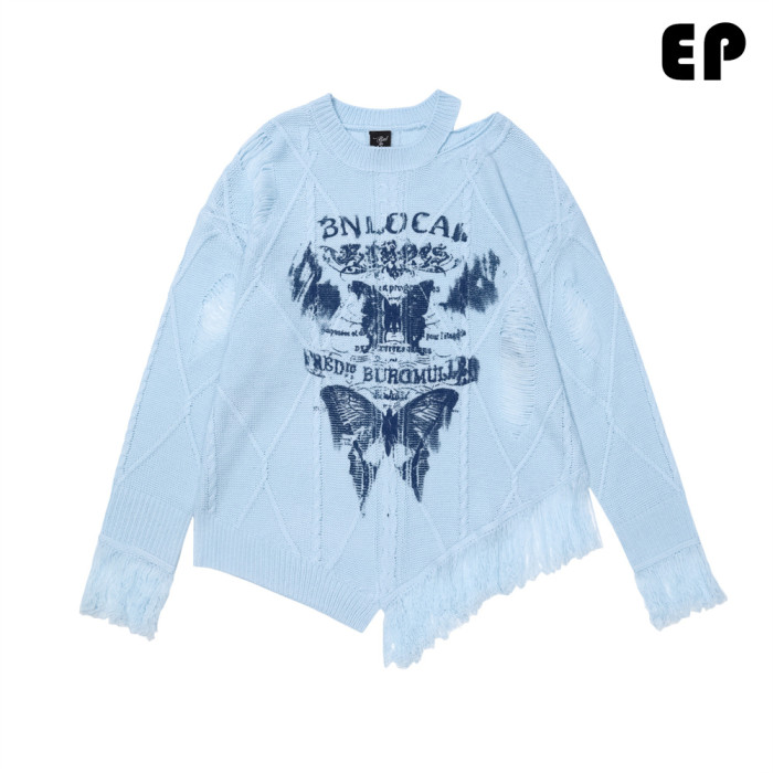 Women Knitted Sweater Pullover Pullover Cardigan Ripped Top